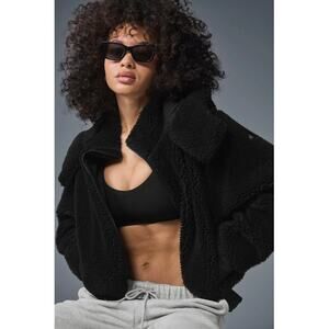 Alo Black Foxy Sherpa Jacket Size Small NWT